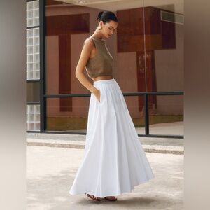 Commense Linen Pleated Maxi Skirt